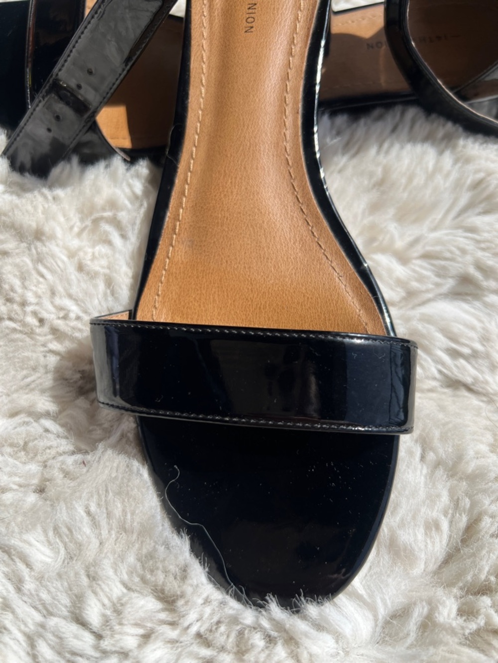 14th & Union Black Patent Open-Toe Ankle-Strap Heels - Picture 3 of 8